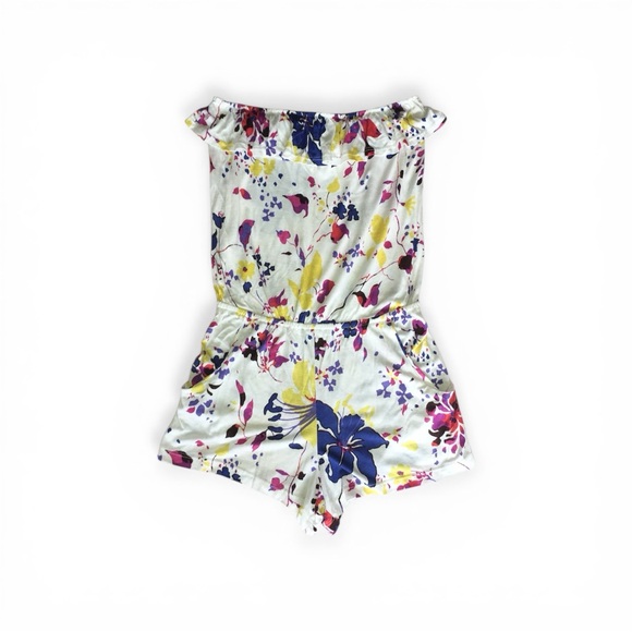 579 Pants - 579 Colorful Floral Strapless Ruffle Romper NWT, Size S